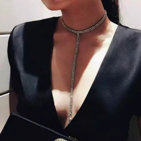 🎀Long Sparkling Rhinestone Multilayered Necklace - Picture 2 of 7